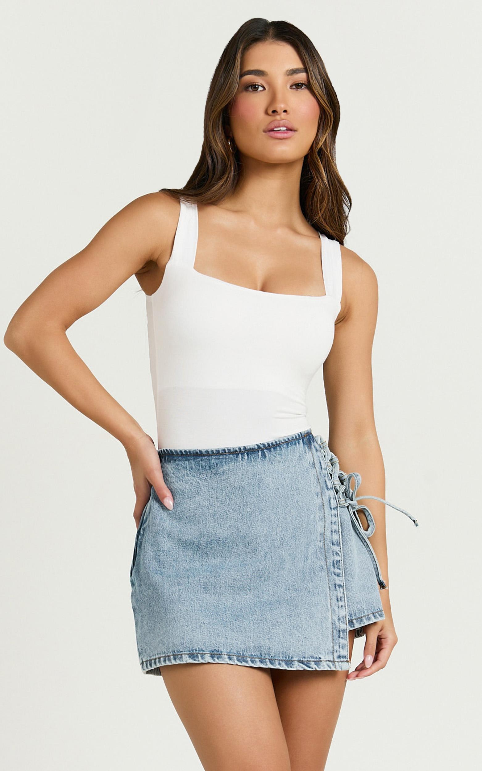 off my back bodysuit - square neck bodysuit in white