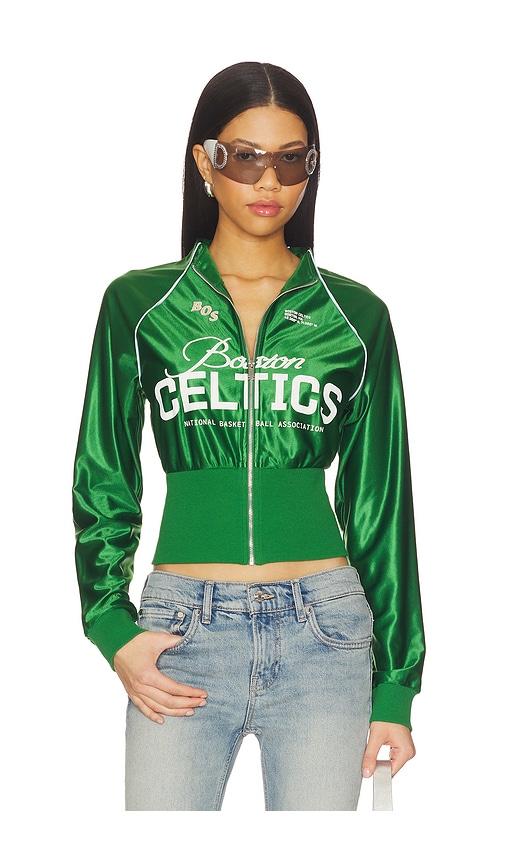 off season boston celtics cropped track jacket in green.