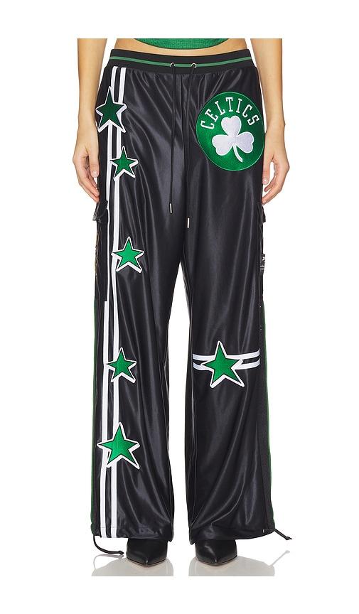 off season boston celtics nylon track pant in black.