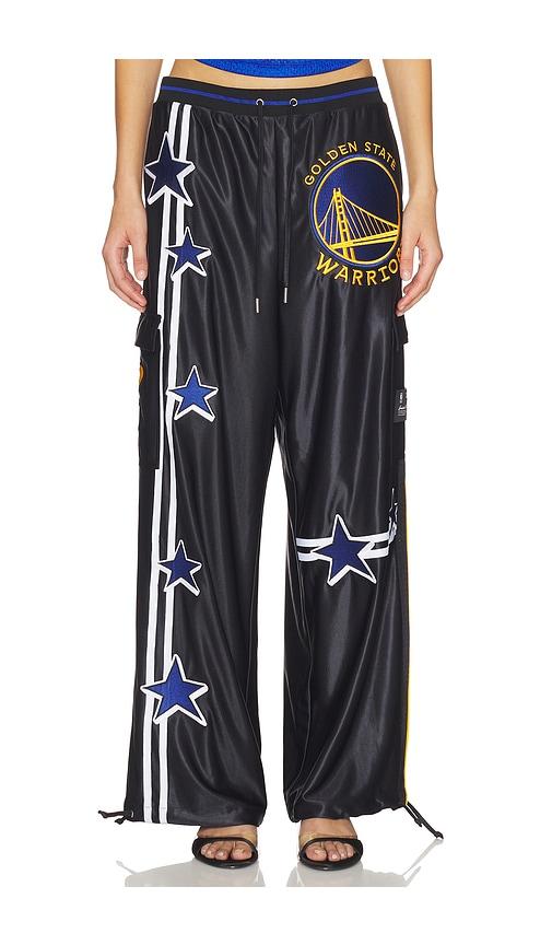 off season golden state warriors nylon track pant in black.