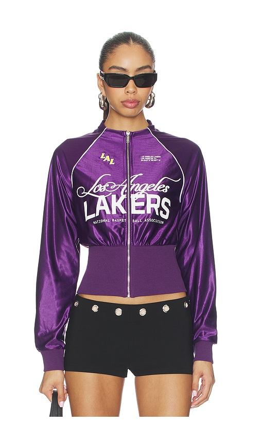 off season la lakers cropped track jacket in purple.