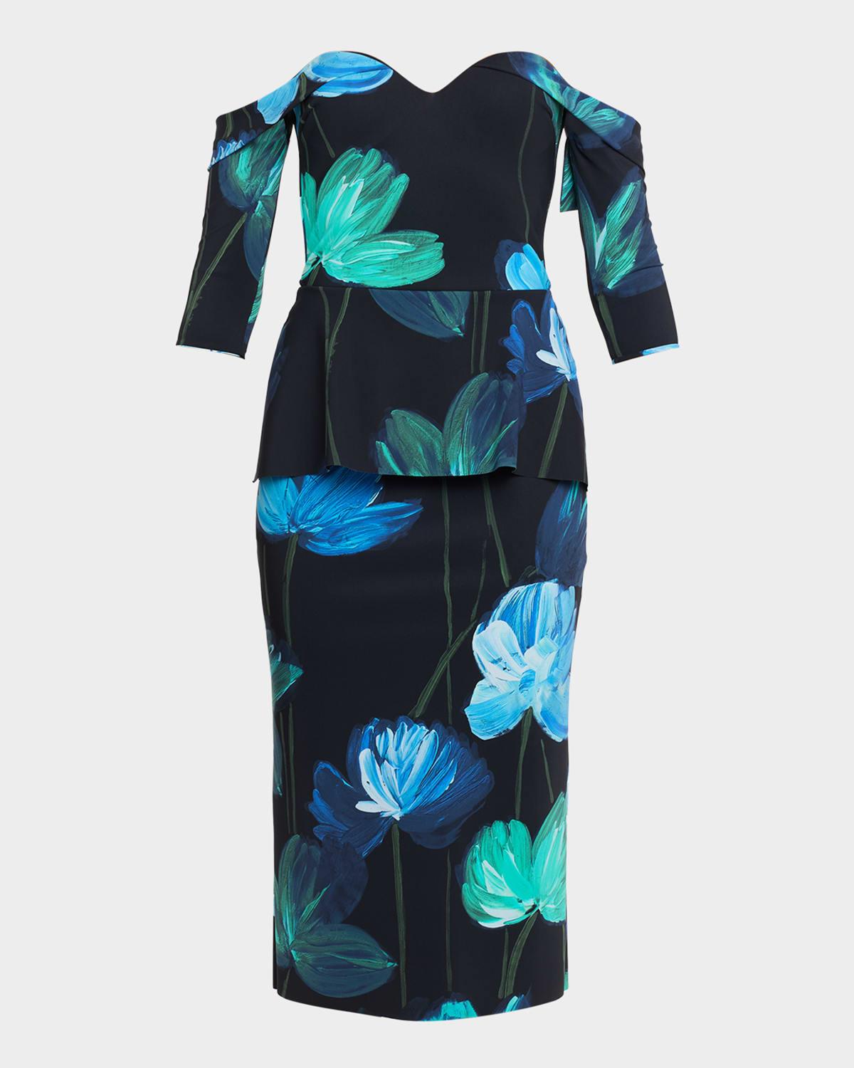 off-shoulder bodycon peplum midi dress