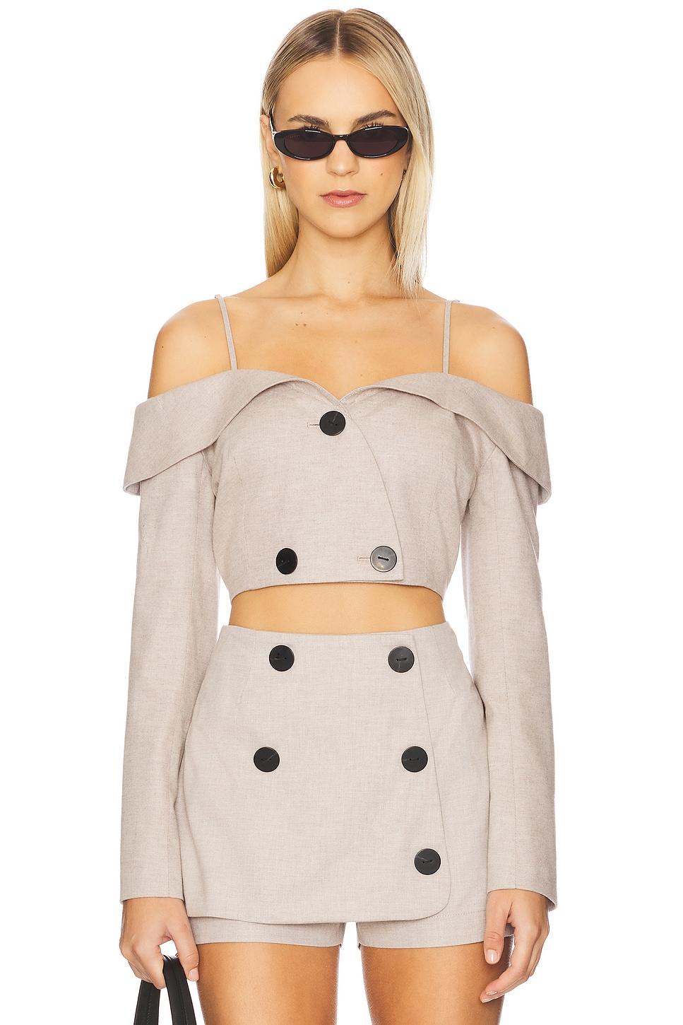 off shoulder double-breasted top