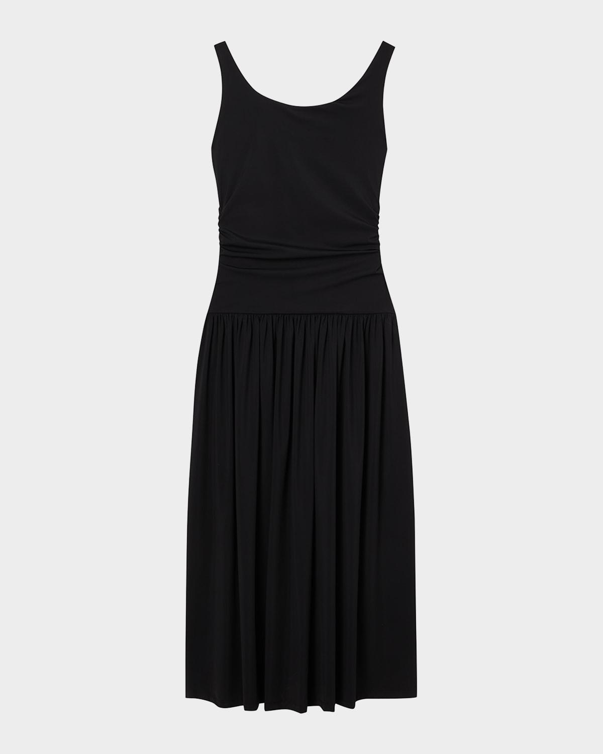 off-shoulder drop-waist maxi dress