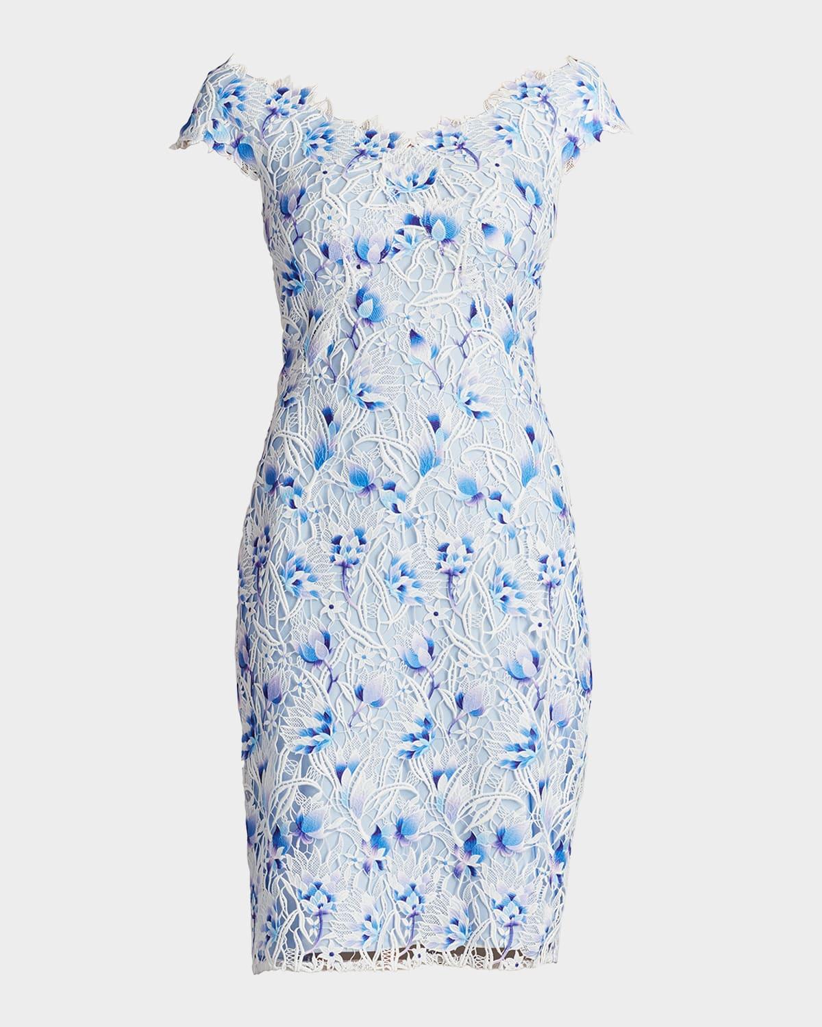 off-shoulder floral lace dress