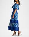 off-shoulder floral-print & lace midi dress