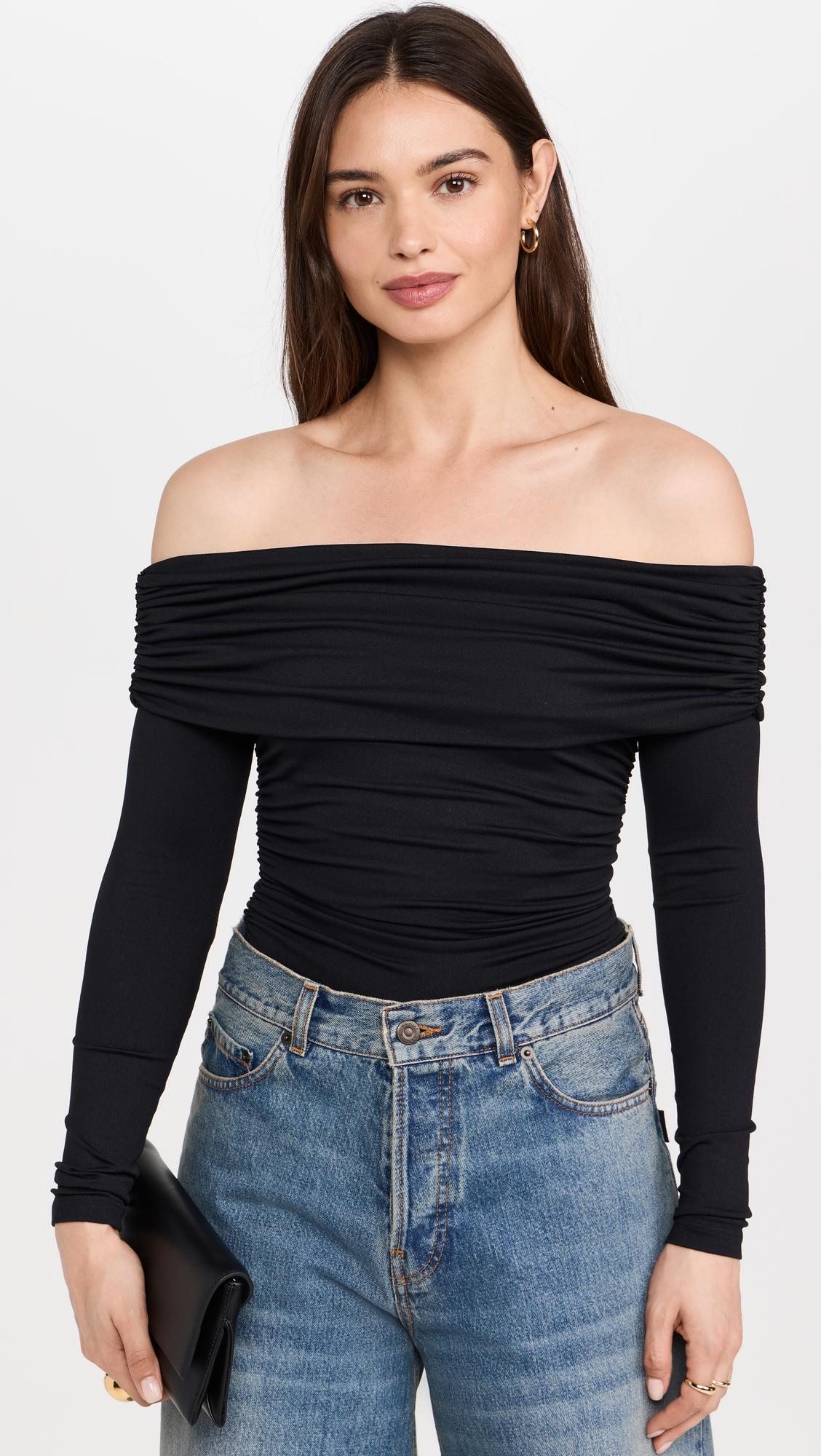 off shoulder gathered top