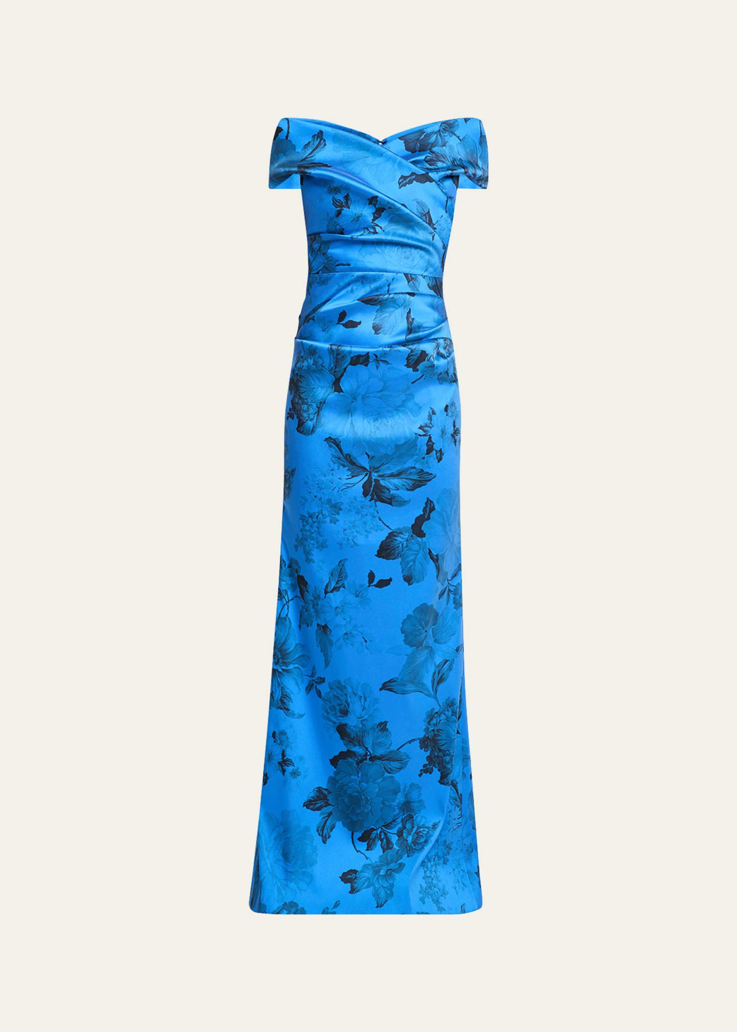 off-shoulder gazar column gown