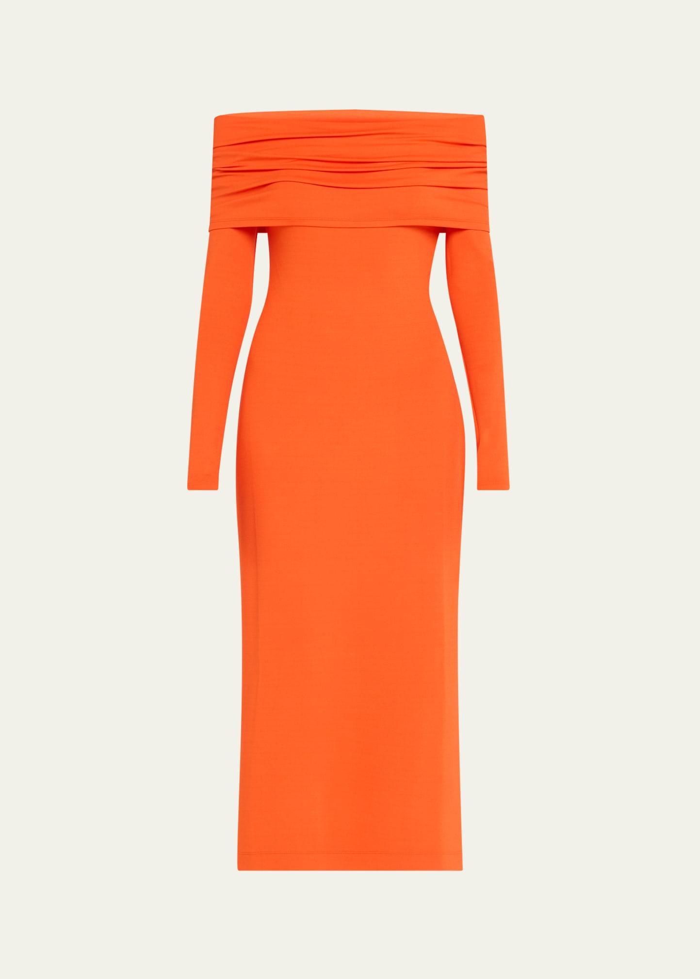 off-shoulder long sleeve dress