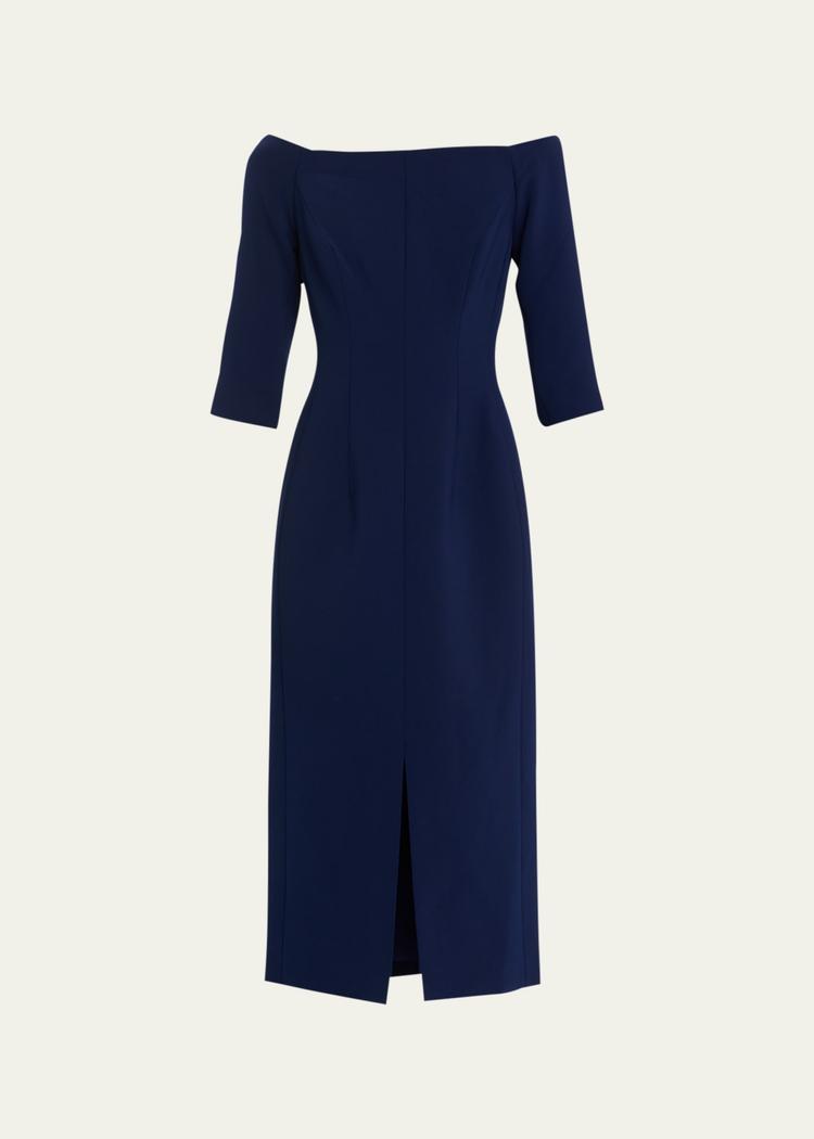 off-shoulder midi dress