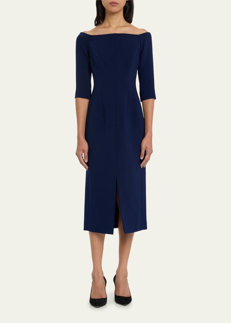off-shoulder midi dress
