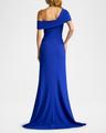off-shoulder pleated ruffle gown