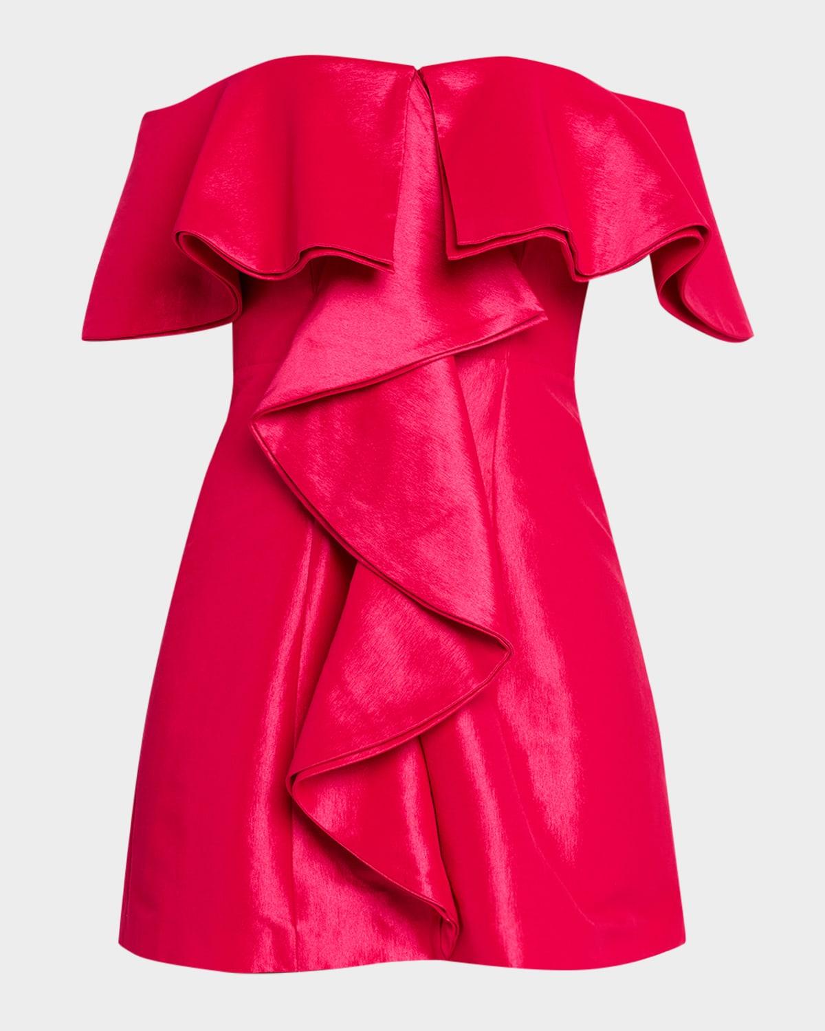 off-shoulder ruffle mini dress