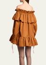 off-shoulder ruffled mini dress