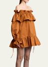 off-shoulder ruffled mini dress
