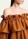 off-shoulder ruffled mini dress