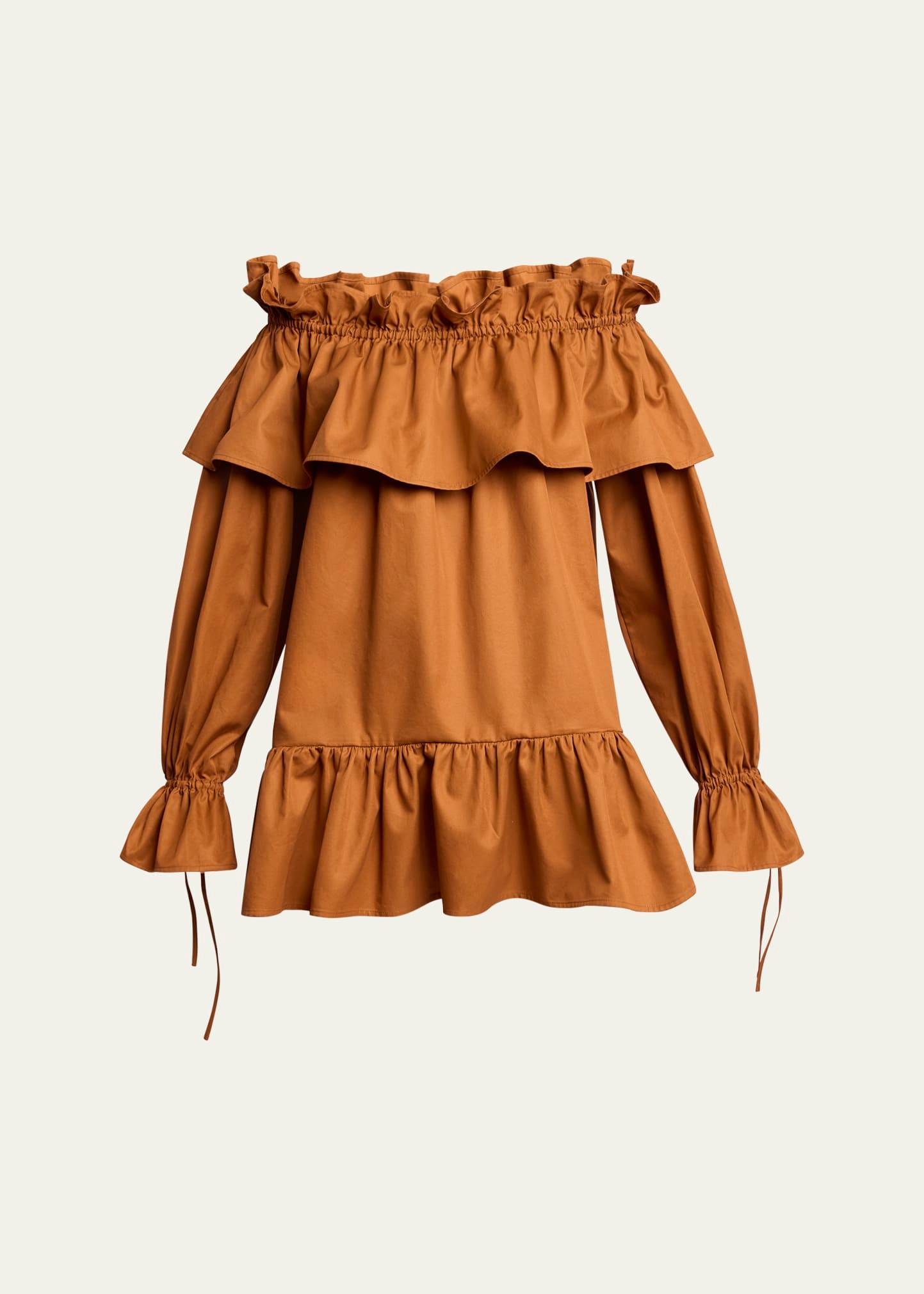 off-shoulder ruffled mini dress