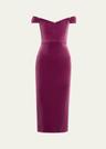 off shoulder velvet corset midi dress