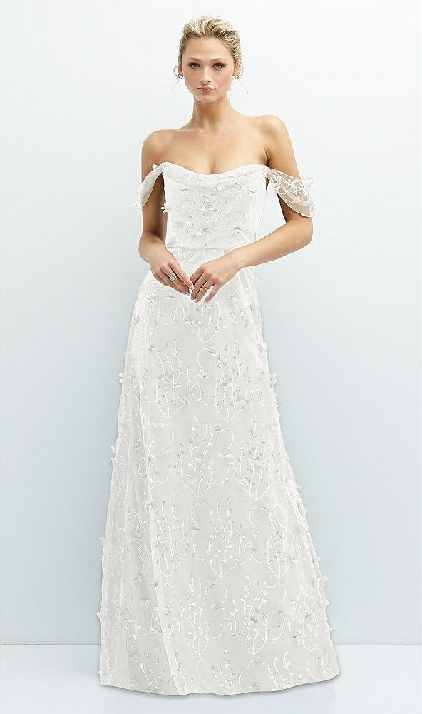off-the-shoulder a-line 3d floral embroidered dress