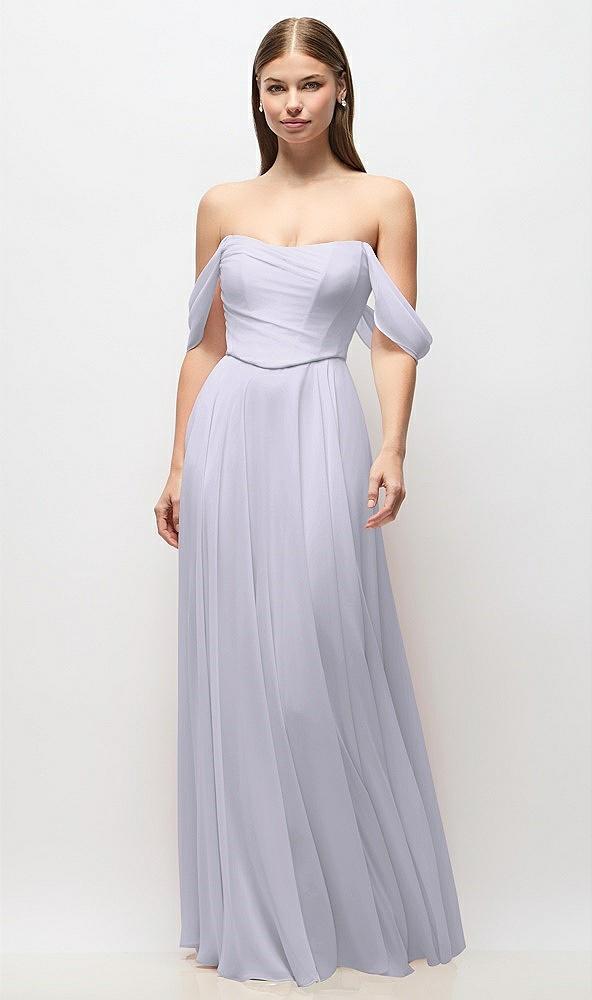 off-the-shoulder basque corset chiffon maxi dress