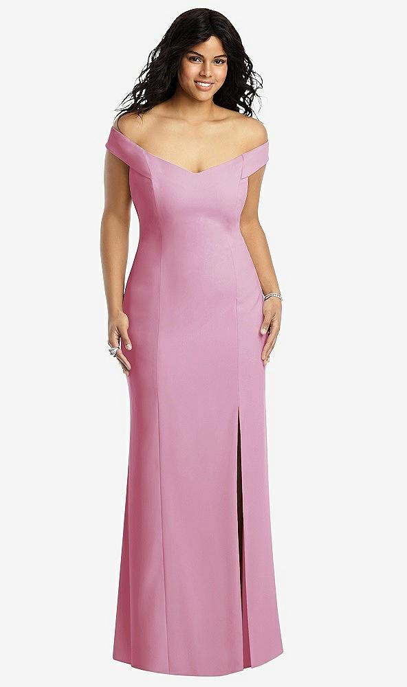 off-the-shoulder criss cross back trumpet gown