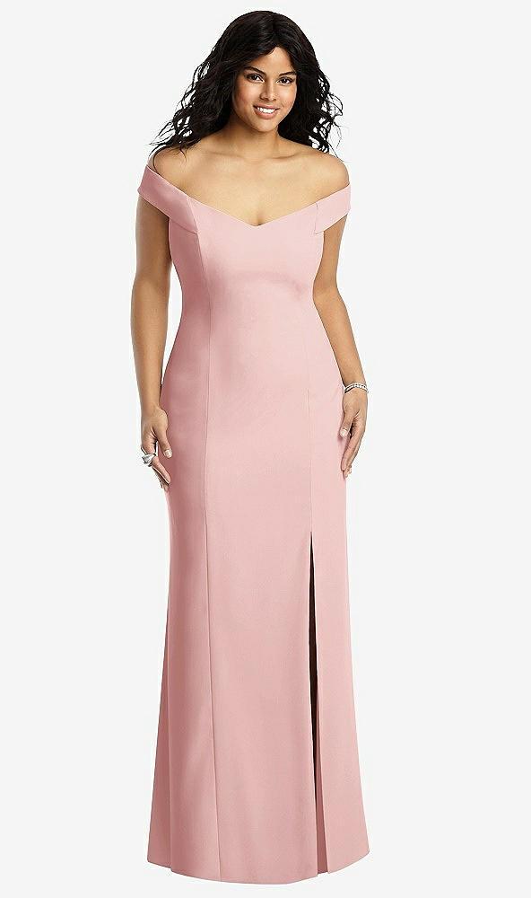 off-the-shoulder criss cross back trumpet gown