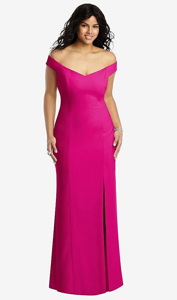 off-the-shoulder criss cross back trumpet gown