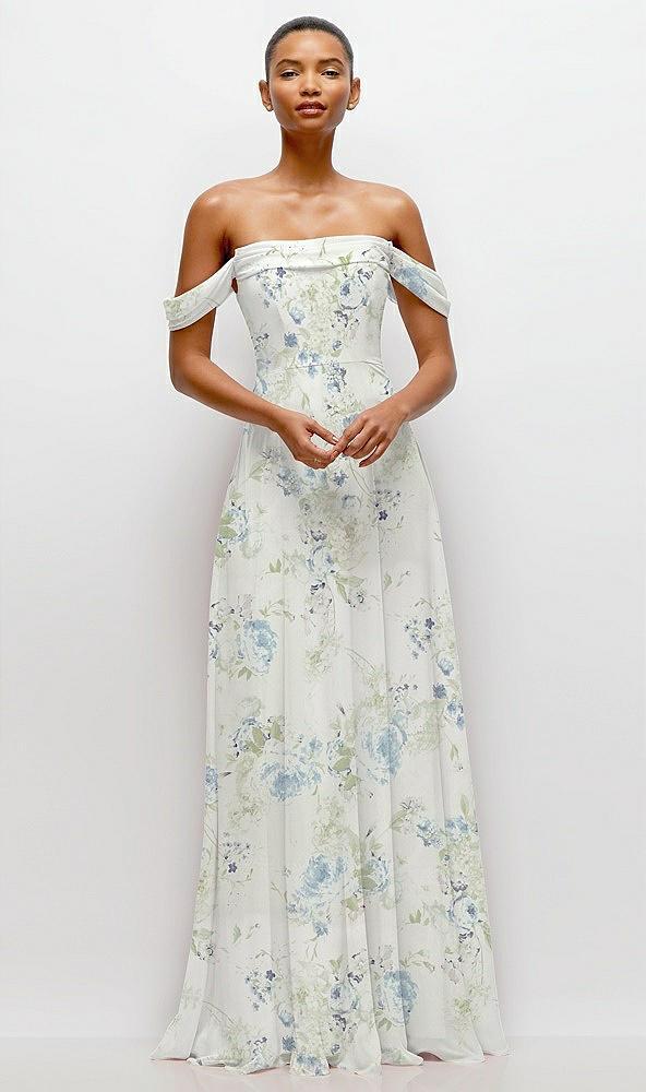 off-the-shoulder draped neckline maxi dress