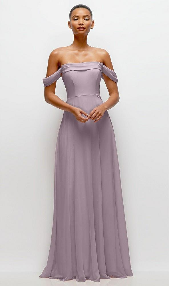 off-the-shoulder draped neckline maxi dress