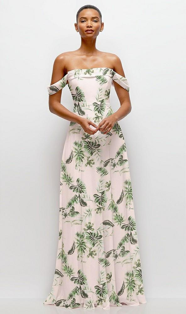 off-the-shoulder draped neckline maxi dress