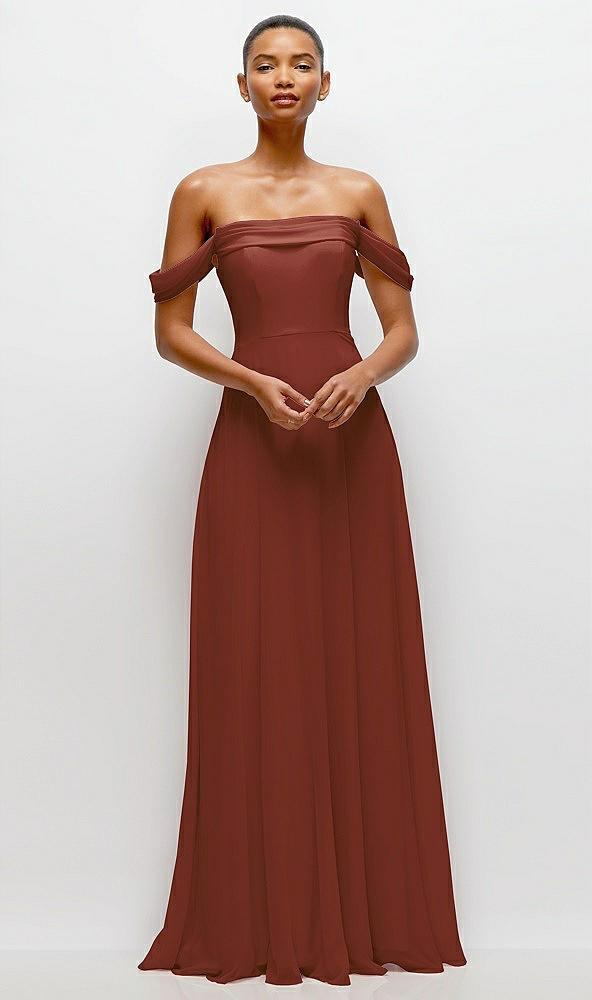 off-the-shoulder draped neckline maxi dress