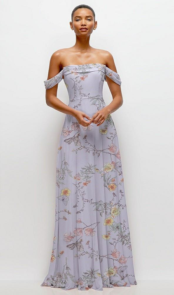 off-the-shoulder draped neckline maxi dress