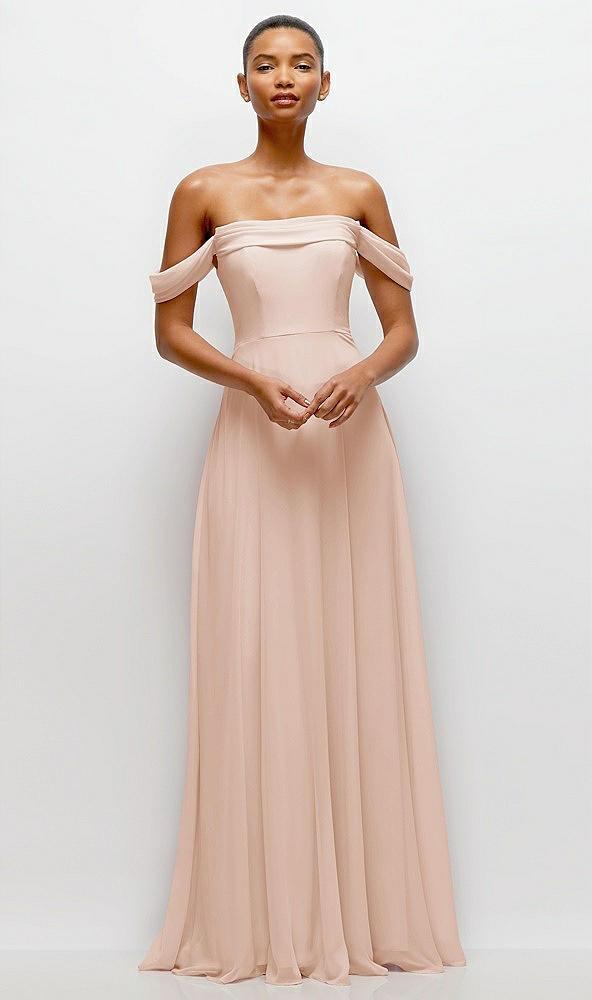 off-the-shoulder draped neckline maxi dress