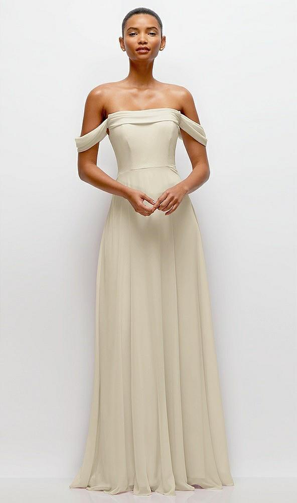 off-the-shoulder draped neckline maxi dress