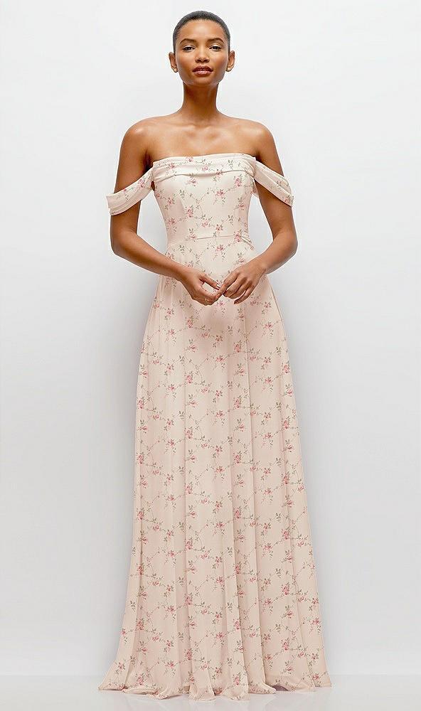 off-the-shoulder draped neckline maxi dress