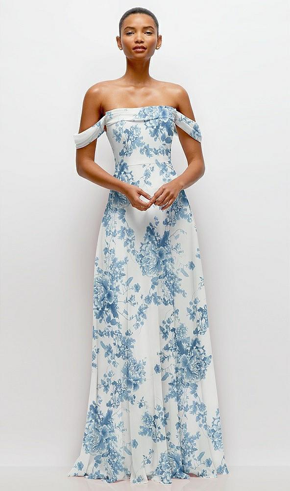 off-the-shoulder draped neckline maxi dress