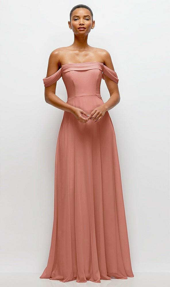 off-the-shoulder draped neckline maxi dress