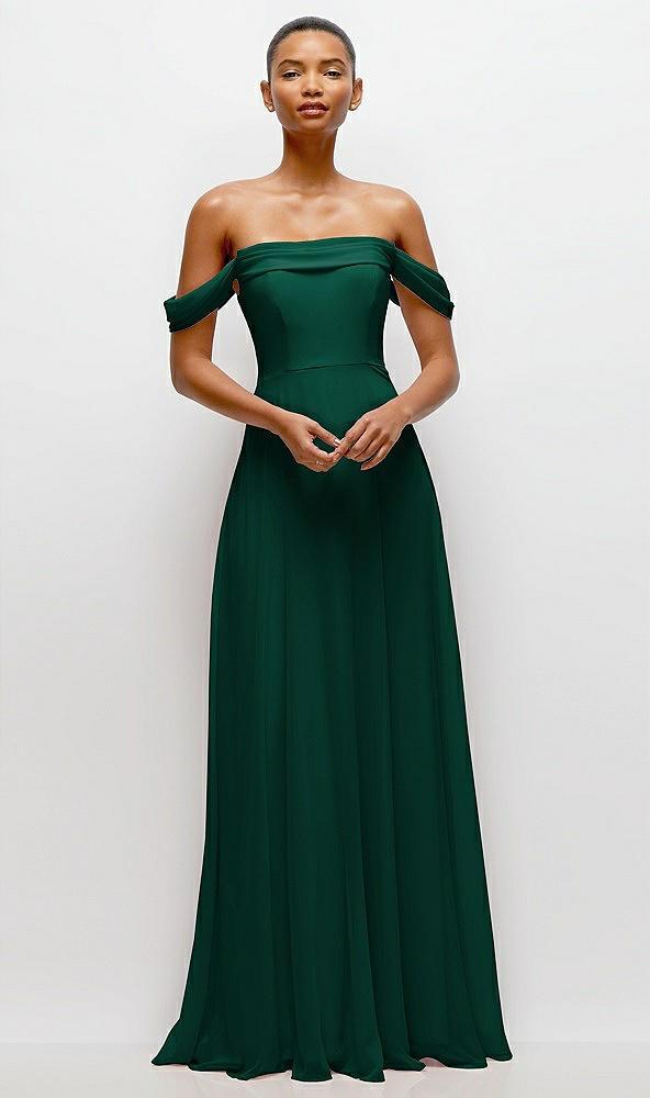 off-the-shoulder draped neckline maxi dress