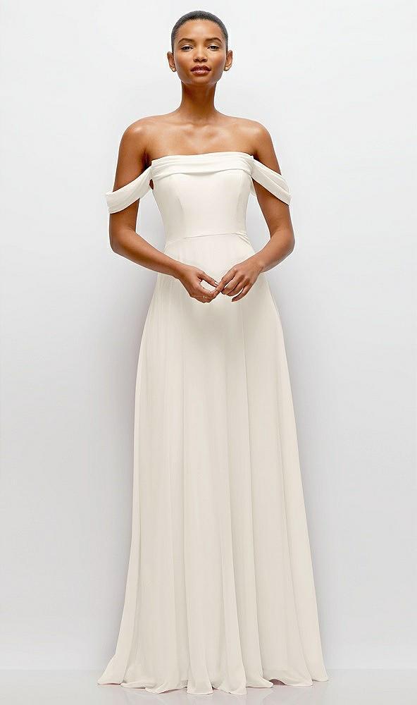 off-the-shoulder draped neckline maxi dress
