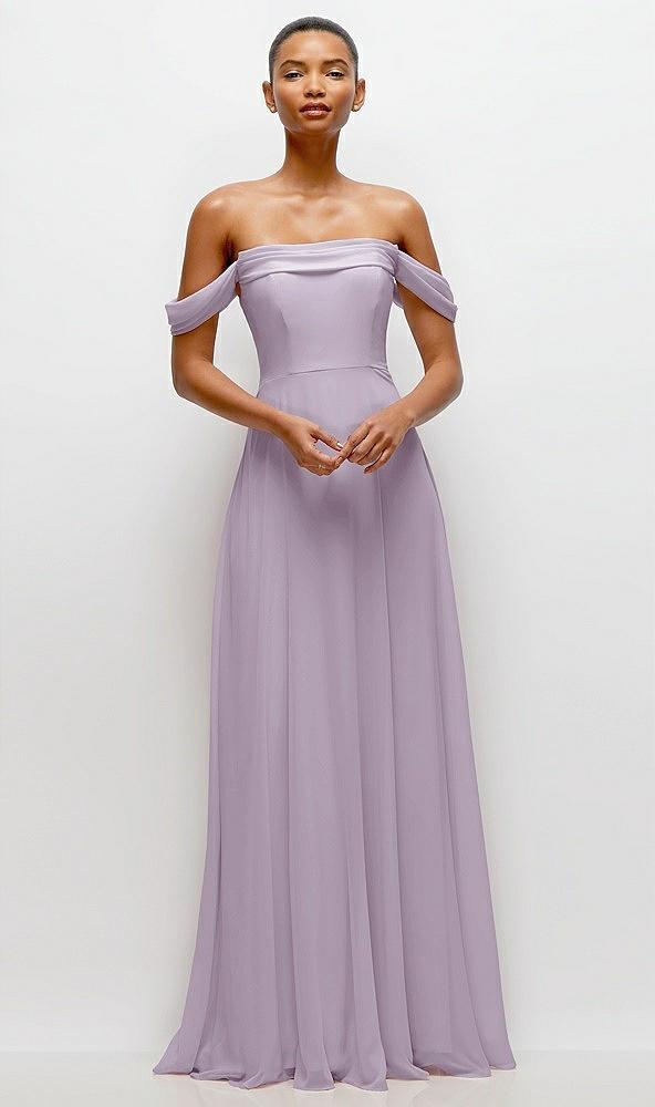 off-the-shoulder draped neckline maxi dress