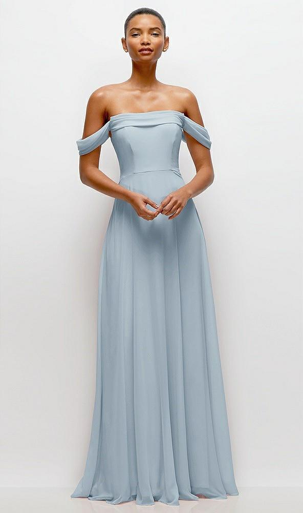 off-the-shoulder draped neckline maxi dress