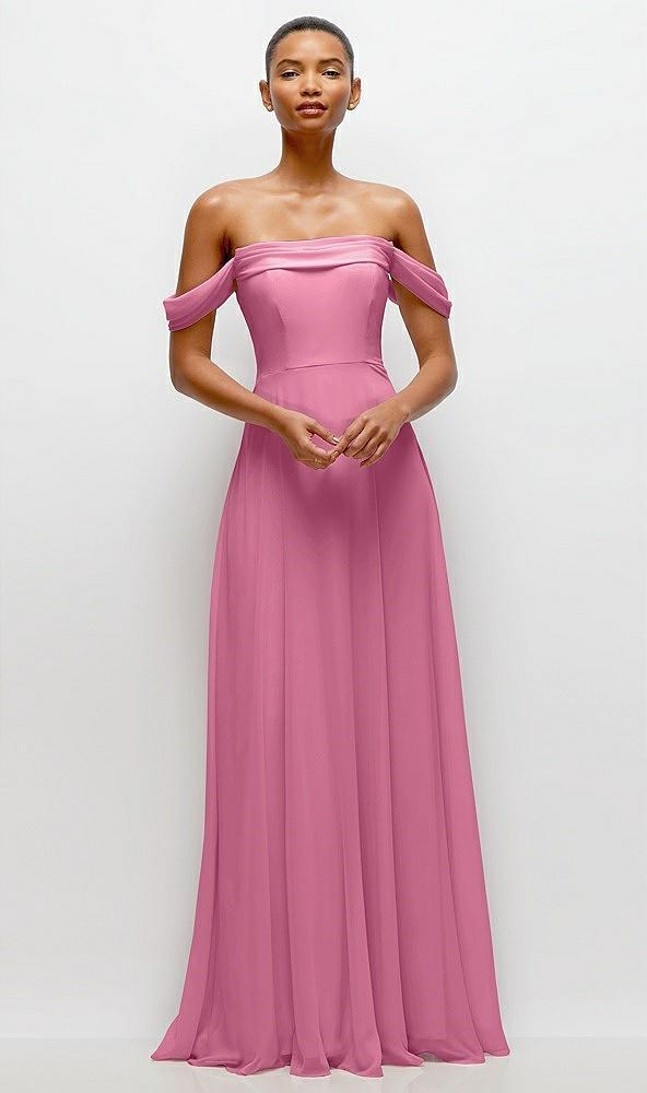 off-the-shoulder draped neckline maxi dress