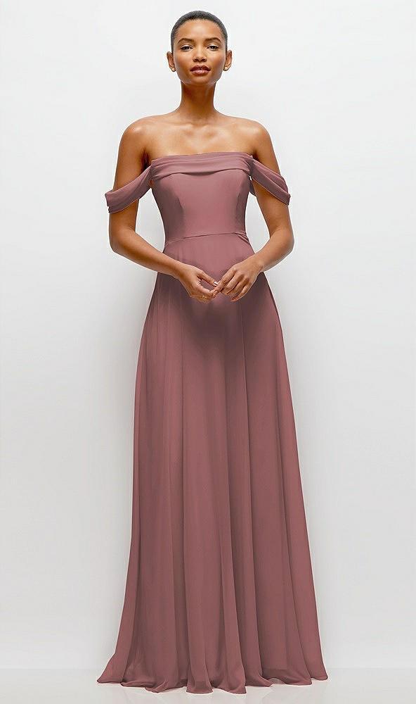off-the-shoulder draped neckline maxi dress