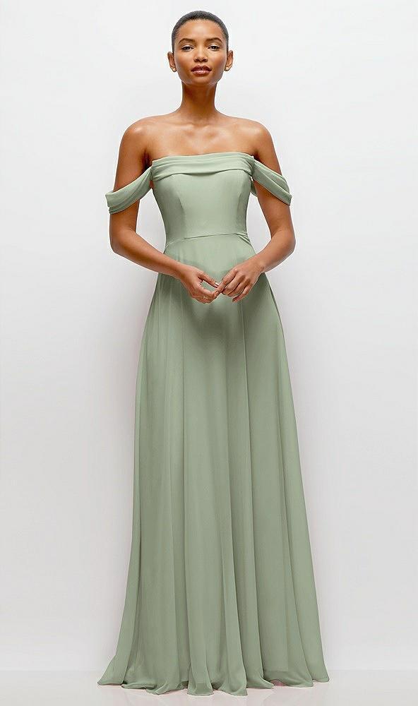 off-the-shoulder draped neckline maxi dress