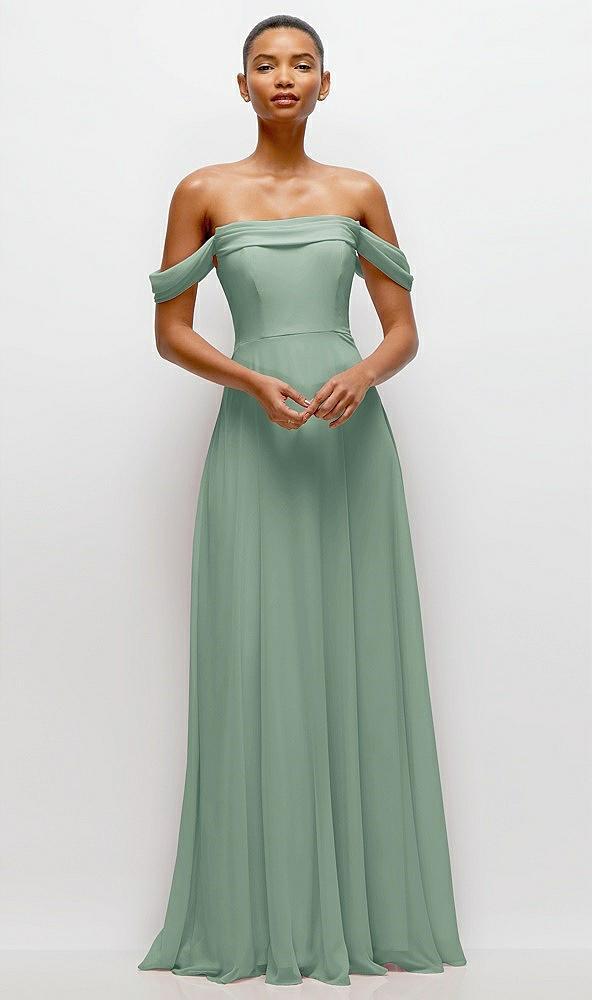 off-the-shoulder draped neckline maxi dress