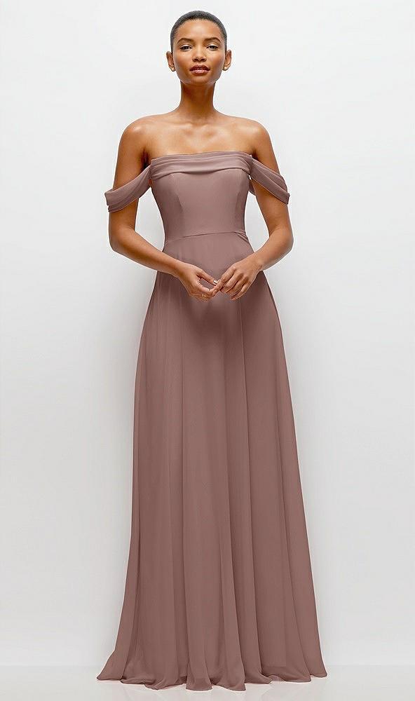 off-the-shoulder draped neckline maxi dress