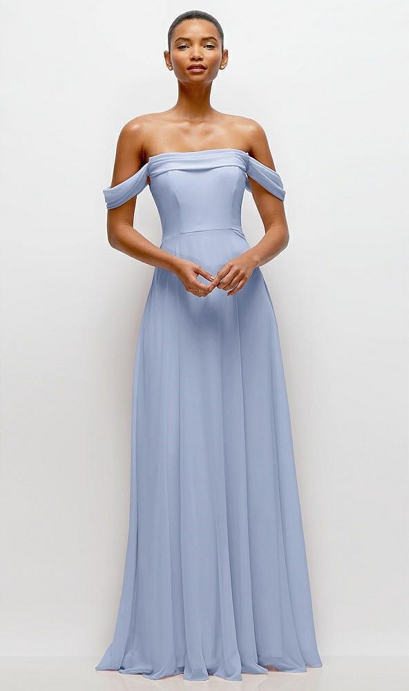 off-the-shoulder draped neckline maxi dress