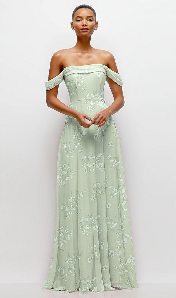 off-the-shoulder draped neckline maxi dress