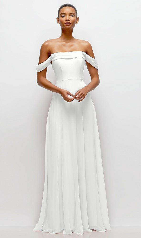 off-the-shoulder draped neckline maxi dress