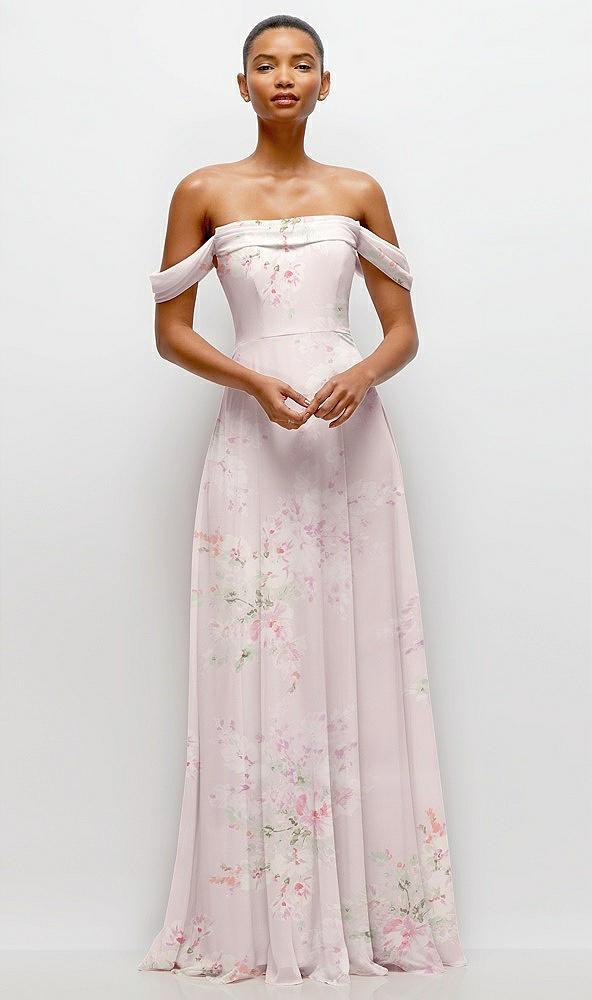 off-the-shoulder draped neckline maxi dress